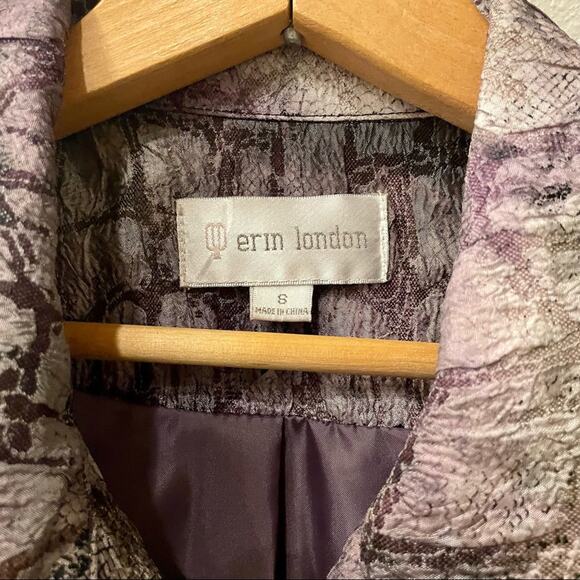 Vintage 90s Erin London Y2K Jacket Snakeskin Pattern Boxy Collared Zip Front Sm - Picture 8 of 12